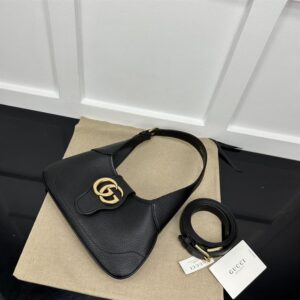 Aphrodite small shoulder bag Black soft leather Moiré lining